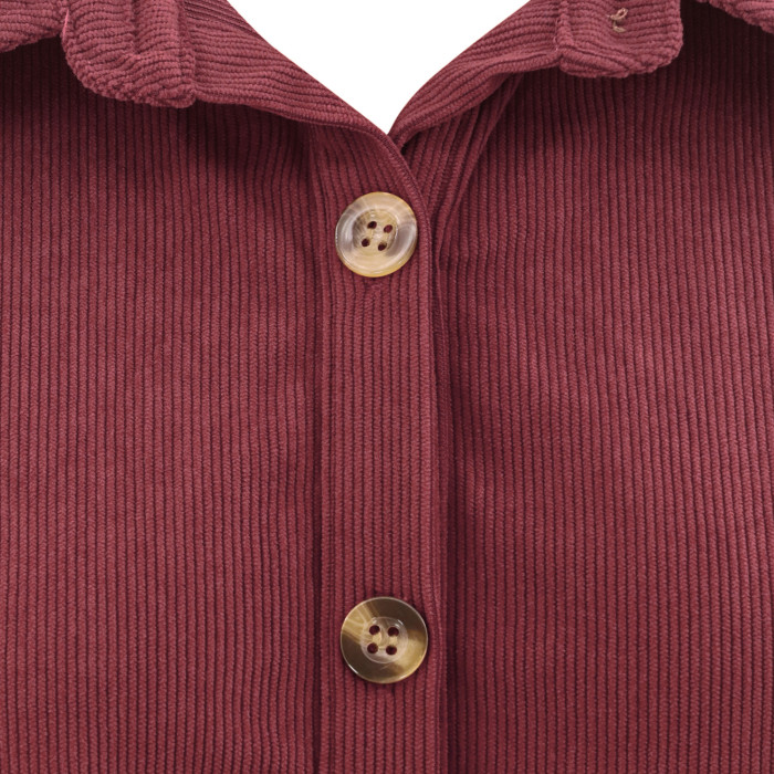 R.Vivimos Womens Fall Corduroy Dress 2024 Long Sleeve Button Down Tunic Mini Babydoll Dress with Pockets