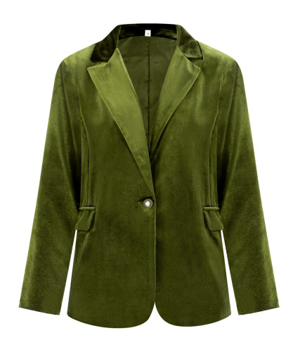 R.Vivimos Velvet Blazers for Women 2025 Fall Winter Casual Long Sleeve Front Button Warm Jackets Coat with Pockets