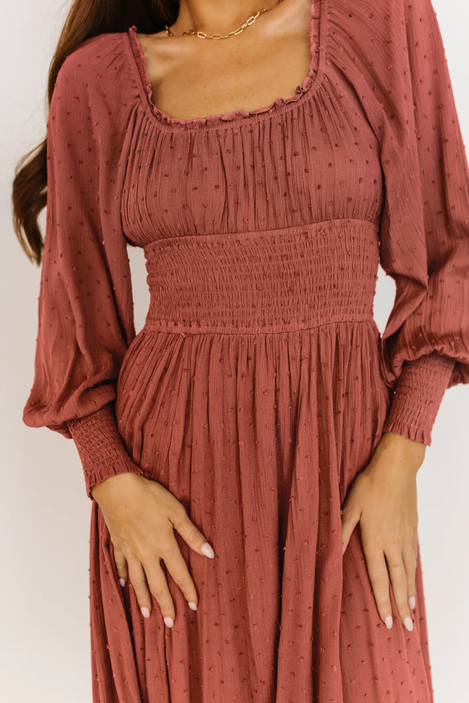 R.Vivimos Women's Puff Long Sleeve Maxi Dress Square Neck Elastic Empire Waist Swiss Dots Casual Flowy A-Line Long Dresses