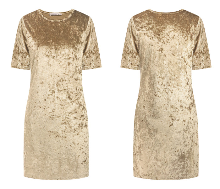 R.Vivimos Women's Summer Short Sleeve Crushed Velvet Mini Short Dresses