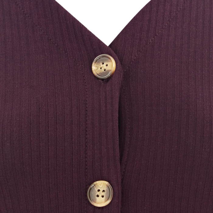 R.Vivimos Women's Winter Cotton Long Sleeves V-Neck Casual Button Down Knit Sweater Midi Dress