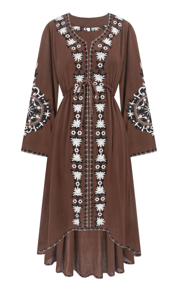 R.Vivimos Womens Cotton Embroidered High Low Long Dresses