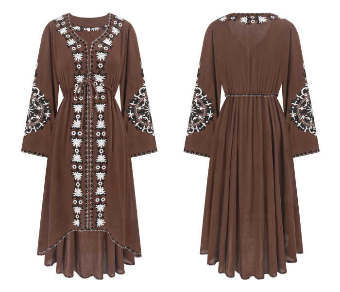 R.Vivimos Womens Cotton Embroidered High Low Long Dresses