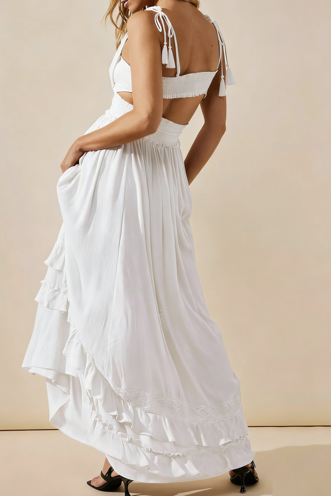 R.Vivimos Womens Summer Boho Maxi Dress 2026 Sleeveless Elastic Waist Layered Backless Beach Flowy Long Dress