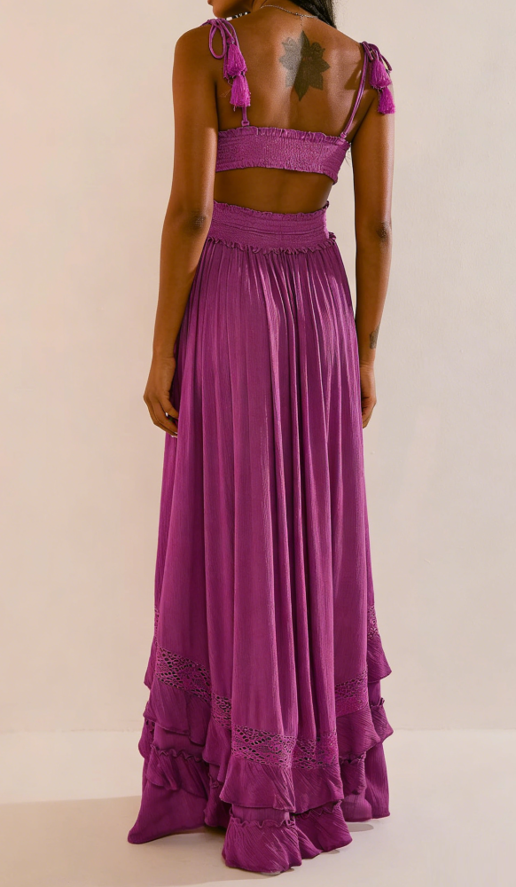 R.Vivimos Womens Summer Boho Maxi Dress 2026 Sleeveless Elastic Waist Layered Backless Beach Flowy Long Dress