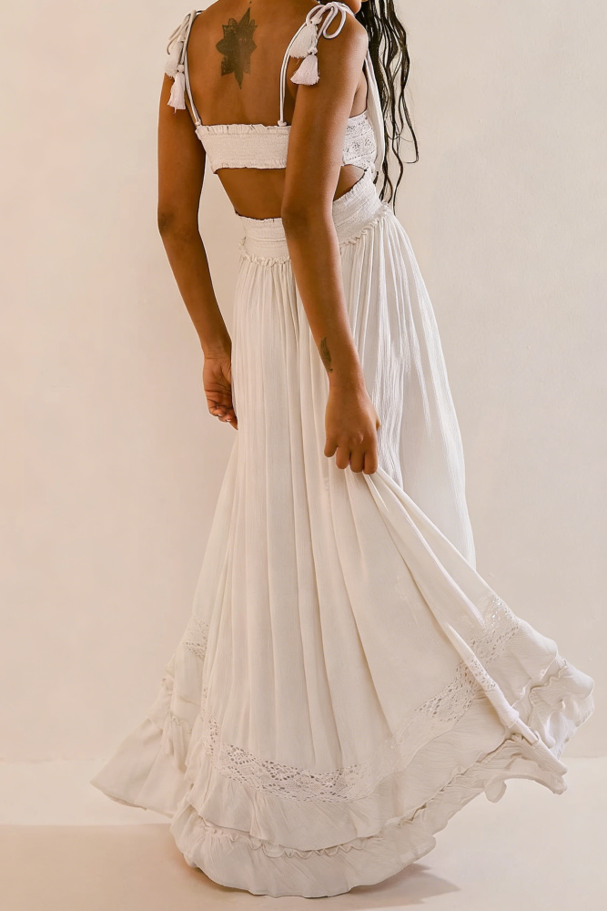 R.Vivimos Womens Summer Boho Maxi Dress 2026 Sleeveless Elastic Waist Layered Backless Beach Flowy Long Dress
