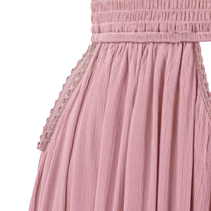 R.Vivimos Boho Maxi Dresses for Women 2025 Summer Sleeveless Halter Elastic Waist Sexy Backless Front Slit Flowy Long Dresses