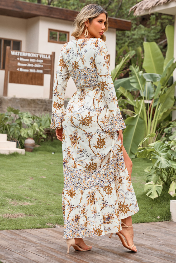 R.Vivimos Womens Summer Long Sleeve Cardigan Sexy Maxi Dresses