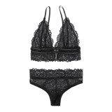 Rushlover Black Lace Triangle Cup Plunge Collar Bralette Comfort Fashion