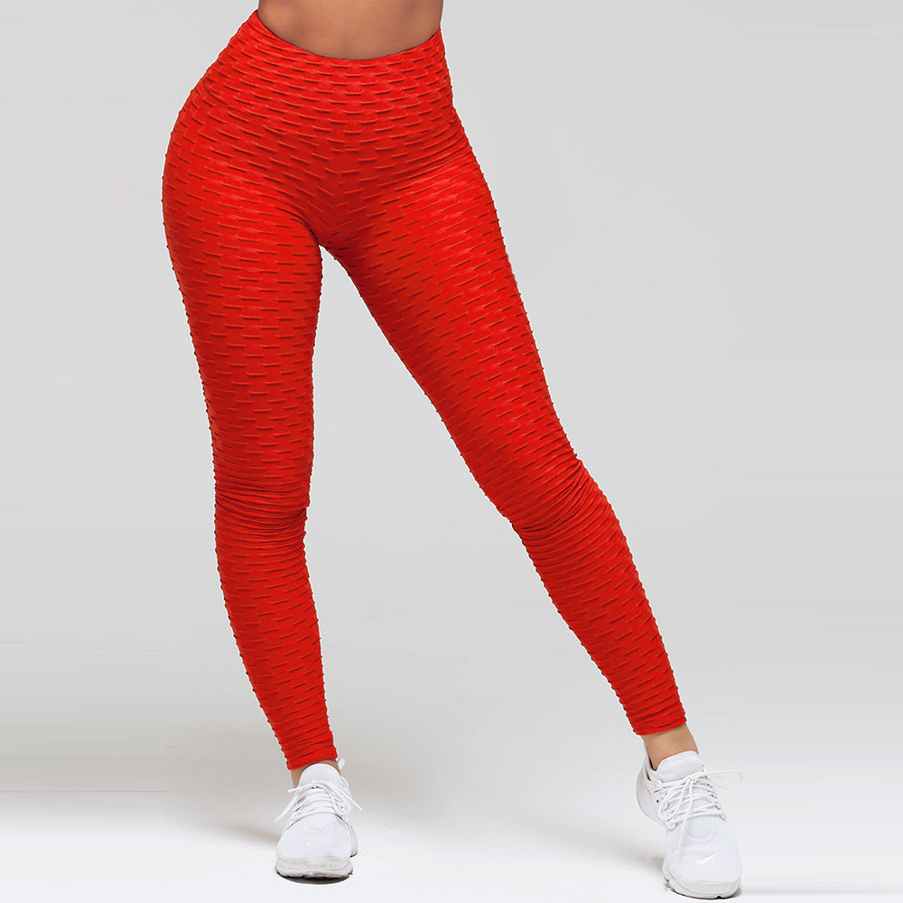 US$ 6.62 - Red Full Length Jacquard Workout Yoga Leggings For Women ...