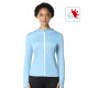 Light Blue Thumb Hole Sports Tops With Zipper 