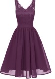 Purple V-Neck Sleeveless Slik Sweet Dress