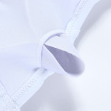 White Straps 2 Piece Swimsuit High Waist Women Fashion Bikini