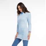 Blue Mini Length Long Sleeve Sweater Dress 