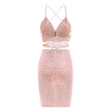 Pink Cotton Party Dress Cheap  Shimmer Tight Midi Length Dress