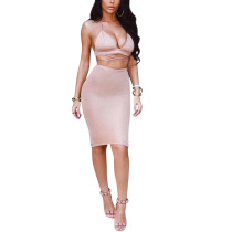 Pink Cotton Party Dress Cheap  Shimmer Tight Midi Length Dress