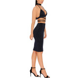 Black 30%cotton Dress Sexy 2 Piece Women Clothing Online Dress