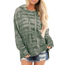 Army Green Drawstring Plus Size Sweatshirt