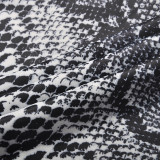 Snake Pattern Khaki Bandge Dress Open Back At Great Prices
