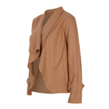 Cheeky Camel Lapel Woolen Asymmetry Short Coats For Fashion Ladies