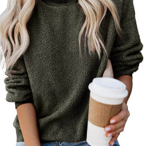 Inviting Green Plush Sweater Long Sleeve Crew Neck Fashion Clothing Online