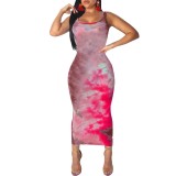 Rose Red Floral Sexy Bodycon Dress Mini Length Casual Dress