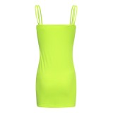 All Green Dress Mini Length Polyester S-XL Size Dress