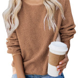 Cheeky Khaki Round Collar Sweater Long Sleeve Loose Fit