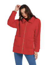 Sweetheart Red Turndown Collar Coat Long Sleeve Fashion Design