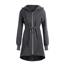 Ultimate Gray Zipper Keen-Length Drawstring Overcoat coats & jackets