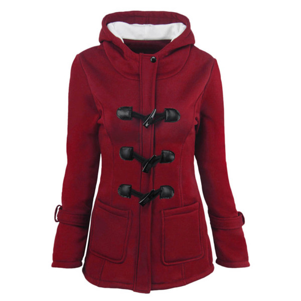 Absorbing Wine Red Solid Color Coat Long Sleeve Elastic Material