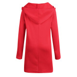 Charming Red Solid Color Jacket Long Sleeve For Shopping