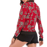 Voguish Red Flower Print Full Sleeve Jacket Nice Quality