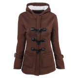 Brown Women Jacket with Button Full Sleeve Plus Size Winter Coats