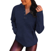 Blue Raglan Sleeve Sweatshirt Long Sleeve Women Hoodies