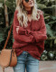 Red Knit Pullover Women Sweater Full Sleeve Comfort