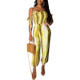 Sexy Yellow Off Shoulder Straps Sleeveless Jumpsuit Fashion Shop