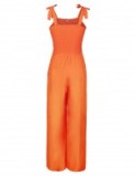 Orange Solid Color Knotted Rompers Wide Leg Formal Settings