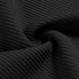 Long Sleeve Open Back Knit Black Sweater Dress