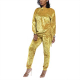 Gold Crew Neck Top Ankle Length Pants Soft