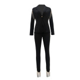  Black 2 Pieces Lapel Neck Tassel Formal Suit Women's Fashion