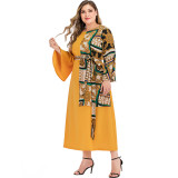 Yellow Bell Sleeve Patchwork Big Size Dress On-Trend Fashion