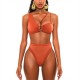 Orange Bikini Set Backless Adjustable Straps Fashion Design