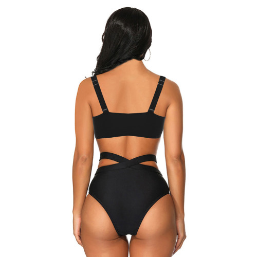 Black Bikini High Waist Adjustable Strap 2 Pieces Beach Wear