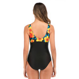 Floral Pattern Bow-Knot Swimwear Hollow Out Women One Piece Swimwear