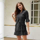 Black Fetching Chiffon Summer Mini Dress Ruffled Plus Size Dress