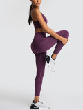 Poolside Dark Purple Sports Suit Full Length Tank Top Sling Feminine Grace For Traveling Suitable Fitness Yoga