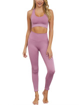 Purple Knit Two Pieces Widened Hem Ankle Length Fashion Ideas For Traveling Suitable Fitness Yoga