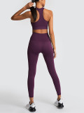 Poolside Dark Purple Sports Suit Full Length Tank Top Sling Feminine Grace For Traveling Suitable Fitness Yoga