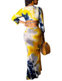 Yellow Three-quarter Sleeves Cut Out Skirt Suit Super Sexy Suitable for Holiday 